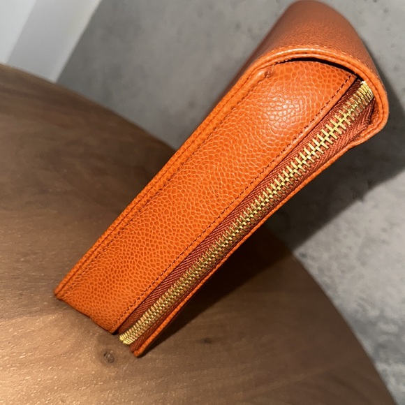 Chanel orange caviar jewelry case travel storage - Picture 5 of 15